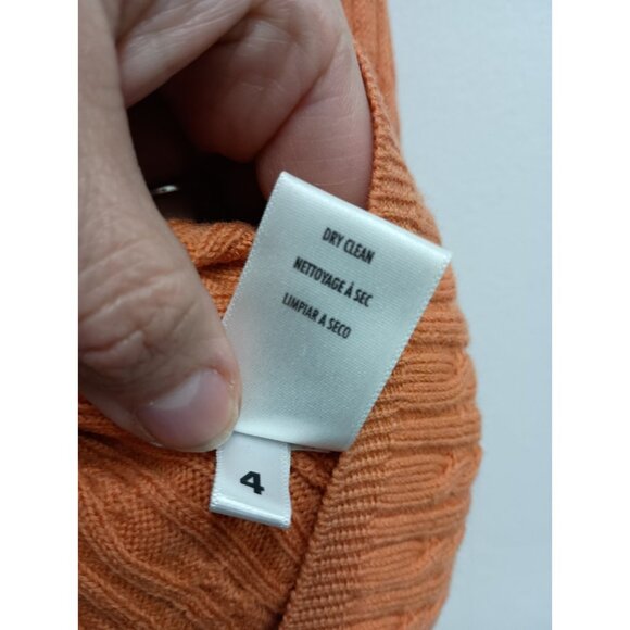 VTG 90s Casual Corner Womens Sweater Medium Orange Merino Wool Cable Knit - Picture 6 of 8